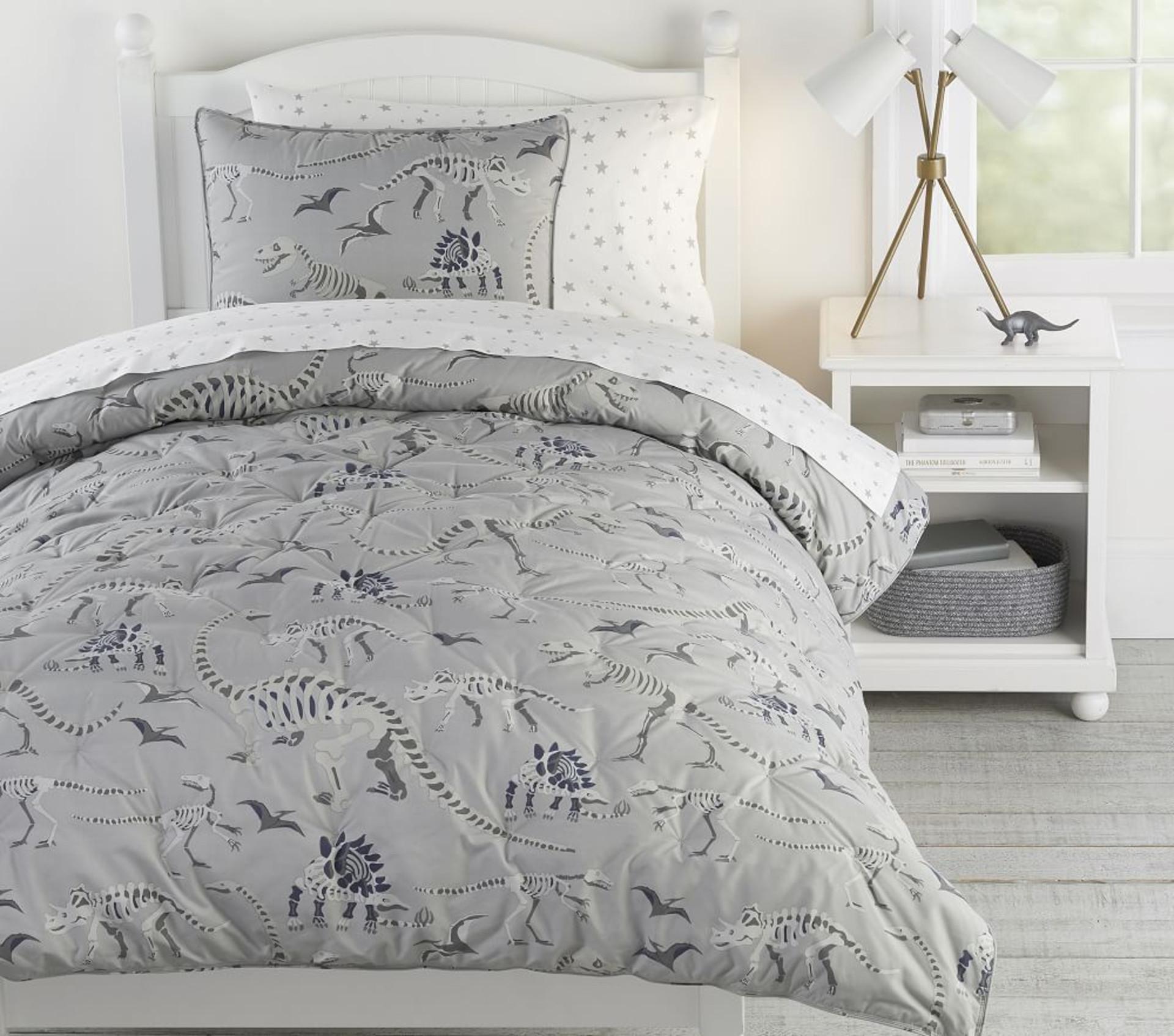 Dino Glow In The Dark Bones Bedspread Pottery Barn Kids UK